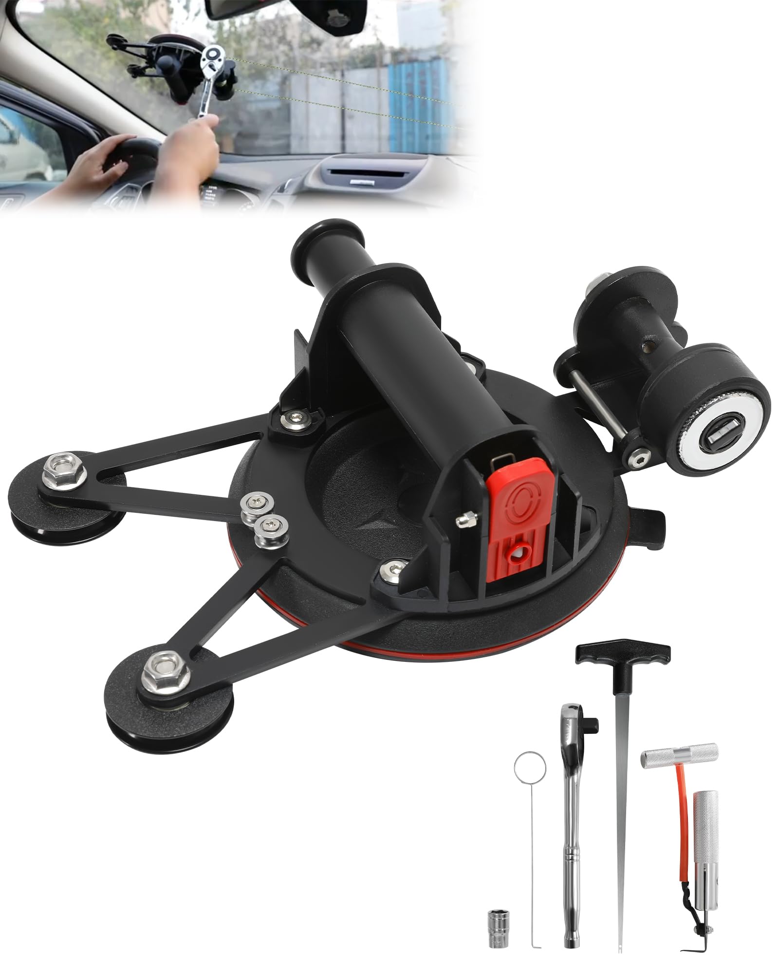 Photo 1 of Krysolad Upgrade Auto Windshield Glass Removal Tool Kit, Without Cutting line, Dual-Cutting, Auto Glass Cut Out Tool with Locking Function, with Threader and Windshield Cutter for Cars and Trucks