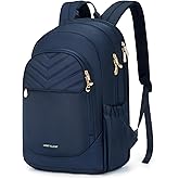 LIGHT FLIGHT Travel Backpack for Women, 15.6" Laptop Backpack with USB Charging Hole, Water Resistant, Large Capacity, Black Daypack for College, Work, Casual Computer Bags, Blue
