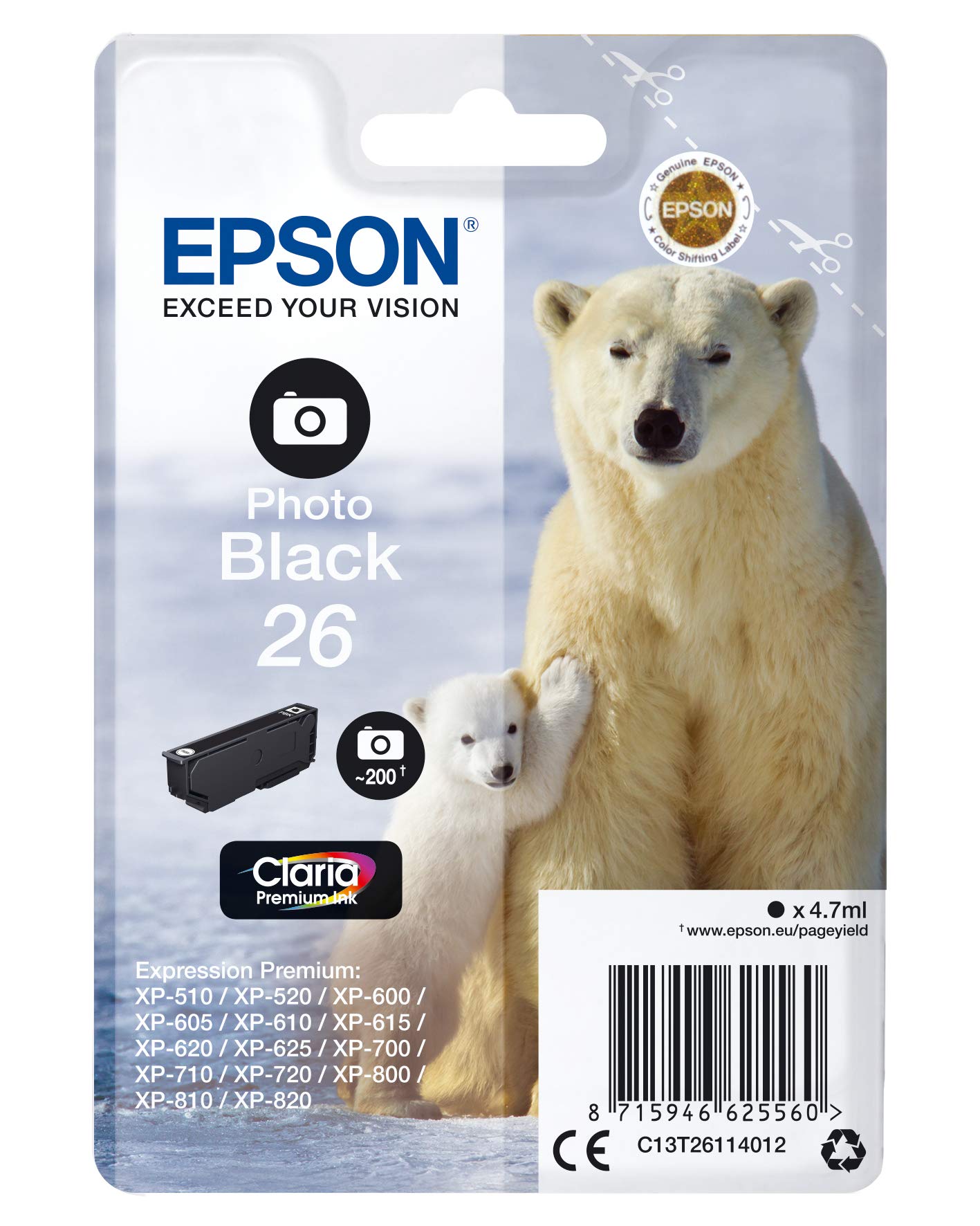 EPSON Polar Bear Ink Cartridge for Epson Expression Premium Series - Photo Black