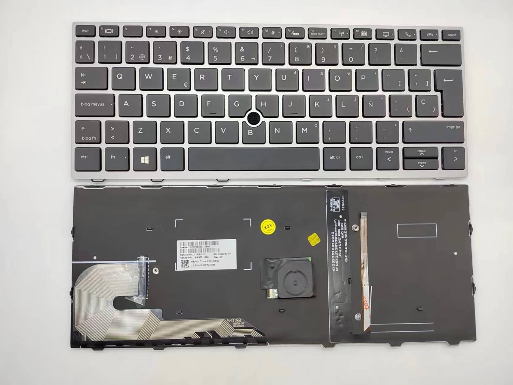 Photo 1 of BINGZI Laptop Replacement Spanish Layout Keyboard for HP EliteBook 730 G5 735 G5 735 G6 830 G5 836 G5 830 G6 Backlit with Mouse Stick Silver Frame, Black