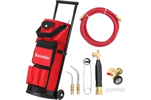 Knocokie TDLX 2010B Carrier Kit Outfits, Air Acetylene Torch Kit with Rolling Tote Bag for B Tanks (Without Tanks), Air Fuel, Acetylene