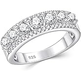 Newshe Jewellery Moissanite Engagement Rings for Women 925 Sterling Silver Wedding Band Round Eternity Ring Stackable Promise Size