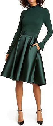 Ted Baker Dk Green Zadi Long Sleeve Fit & Flare Dress (3 (US 8)) at Amazon Womenâs Clothing store