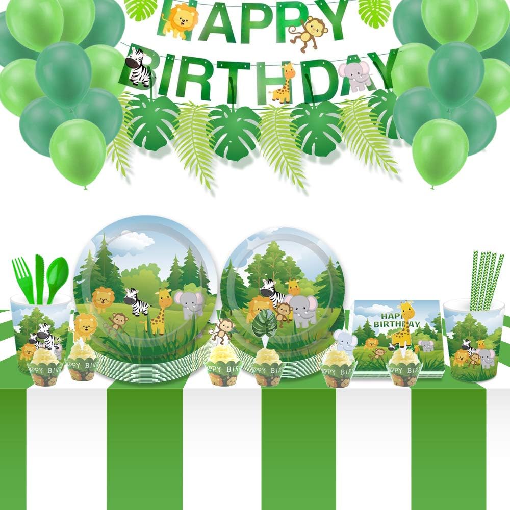 Amazon Com Jungle Theme Birthday Party Supplies Kit Disposable