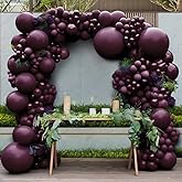 Burgundy Balloons Double Stuffed Dark Purple Plum Mauve Balloon Garland Maroon Magenta Latex Balloons for Birthday Bridal Shower Wedding Anniversary Valentines Mother's Day Party Decorations