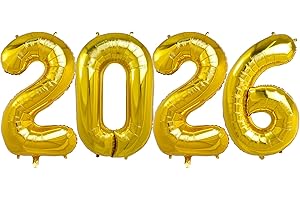 WELLINOLOGY 40 Inch 2026 Pack of 4 Gold Big Helium Foil Balloon Numbers Large Mylar Number for Christmas New Year's Eve Party Graduation Birthday