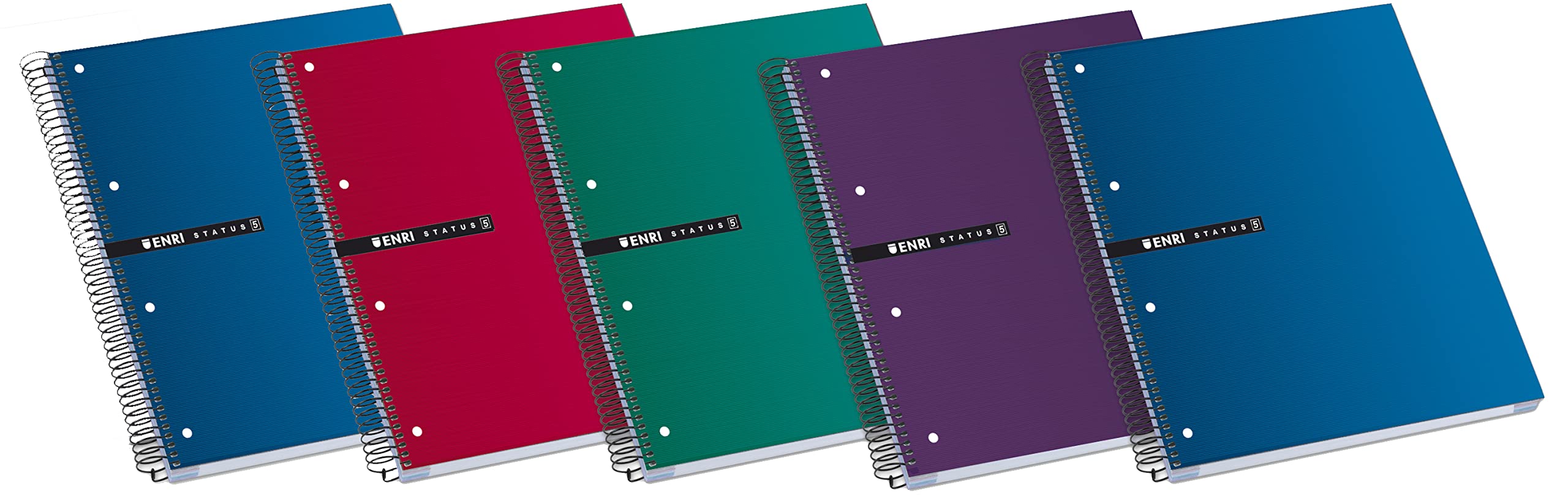Enri Status – Pack of 5 Notebooks Spiral microperforados, Cap extradura, A4 +, Smooth