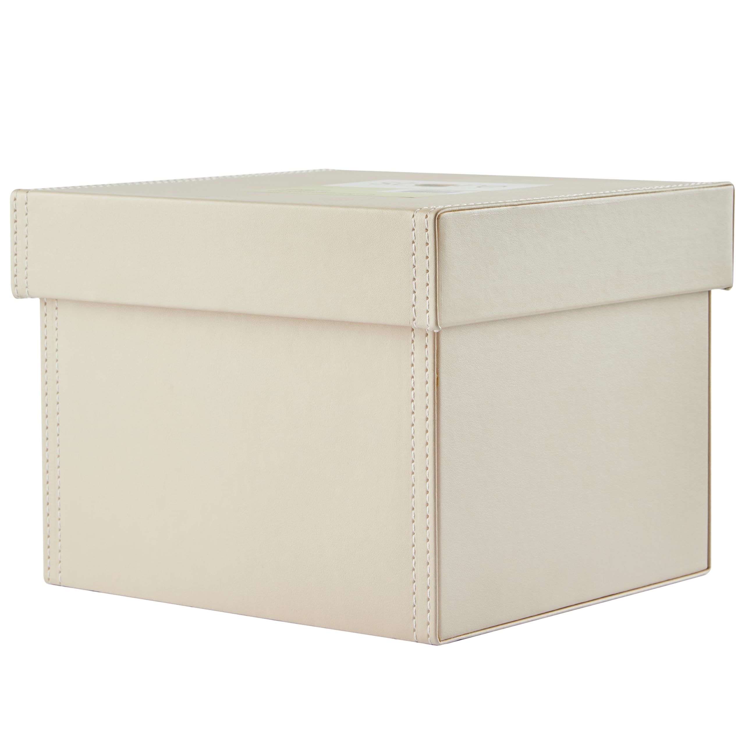 Premier Housewares Versatile Cream Faux Leather DVD Storage Box | Elegant Box For Storage | Lightweight Storage Box With Lids For Living Room | Portable Storage Box For DVD