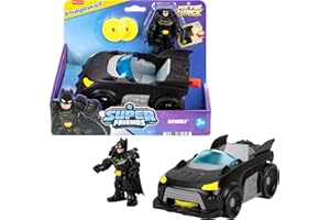 Fisher-Price Imaginext DC Super Friends Metal Force Batmobile Toy Car, 3-inch Batman Action Figure & Accessories Set, Includes Launcher & 2 Discs