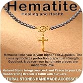 Gmai Black Gallstone Cross Necklace 18K Gold Plated Pendant Healing Protection Necklace Christian Gift for Women Men Everyday Spiritual Luck jewelry