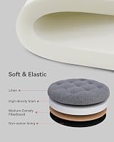 HNNHOME 45cm Round Linen Padded Storage Ottoman with Lid Lava view 5