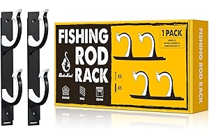 QudraKast Horizontal Fishing Rod Holder for Garage Wall Ceiling Mount - Fishing Pole Holders Fishing Rod Rack Holds Up to 2 Rods or Combos, Ideal Fishing Gift