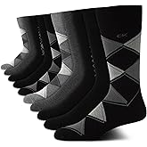 Calvin Klein Mens Dress Socks - 10 Pairs Soft Cotton Blend Crew Socks for Men - Classic Comfort Stay Up Cuff Mixed Pattern