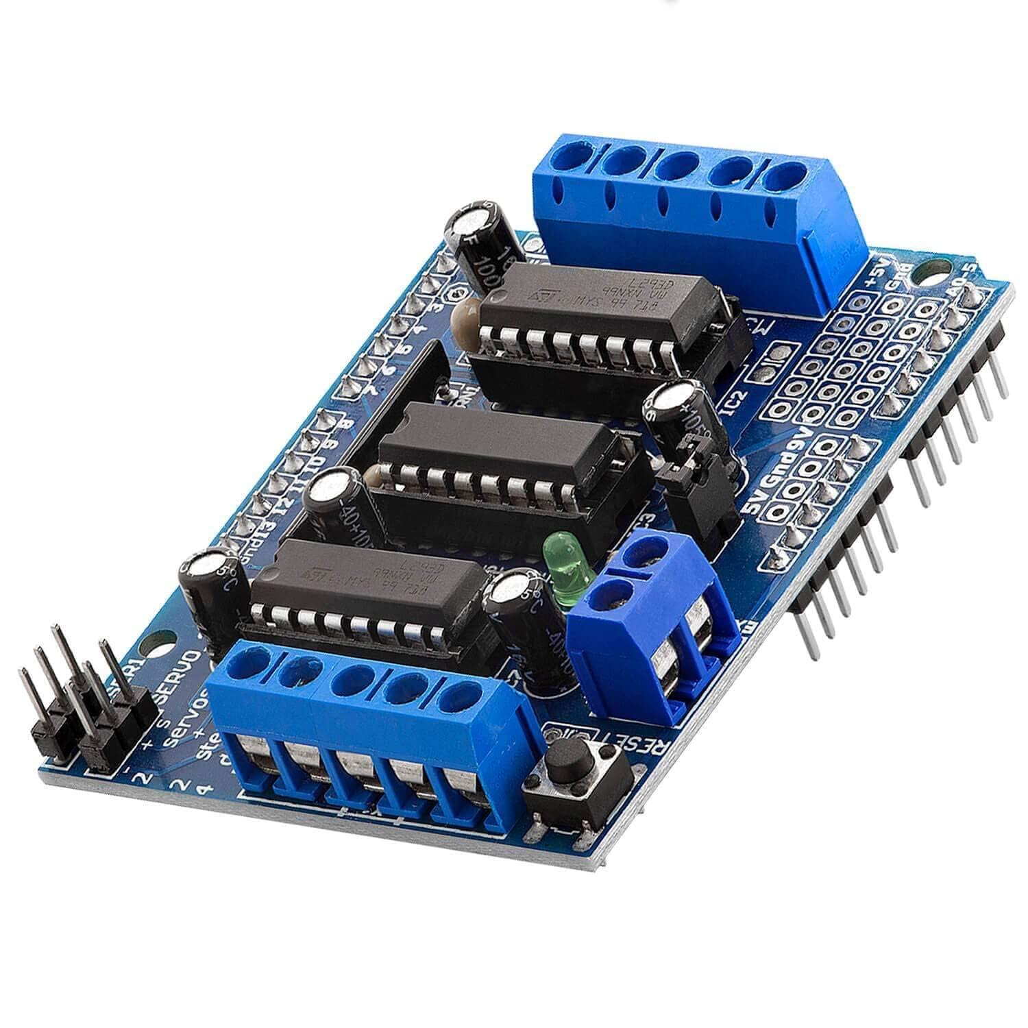 AZDelivery L293D Motor Driver Shield, 4-Channel Motor Driver Shield, Stepper Motor, Stepper Expansion Board compatible with Arduino Including E-Book!