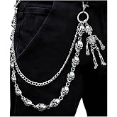 Skull Pants Chain for Men Women,Punk Wallet Chain Jean Chain Accessories | Unique Skull Goth Accessories for Punk Jean Chain,Pocket Chain,Belt Chain & Pants Chain,Goth Accessories-Sturdy Metal,Silver