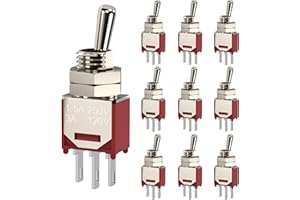 DIYhz 10Pcs AC 250V/1.5A 120V/3A ON/ON 2 Position 3 Pin SPDT Mini Micro Toggle Switch
