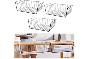BEANPRECOY 3 Pcs Under Shelf Basket, Under Shelf Storage Basket, Dormitory & Office Desk Kitchen Storage Rack Multifunctional