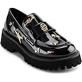 Karl Lagerfeld Womens Gaston Lug Sole Loafer with Pin Embellishments