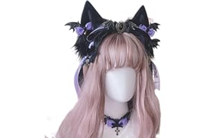VIGVAN Animal Cosplay Ears Fox Cat Ears Chain Punk Cross Cat Ears Headbands