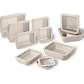 BRIVARA HOME Ceramic Coated Glass Food Storage Containers | No PTFE, PFOA, PFAS, and BPA | Reusable Non Toxic Meal Prep Containers with Glass Lids | Easy To Store | 10 Piece Set [Crema]