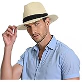 Sun Hat Straw Fedora Hats for Men Women Beach Hat Panama Hat Men Wide Brim Summer Hats UPF80+