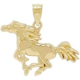 Gold Galloping Horse Charm - 10 Karat Solid Gold - Horse Pendant