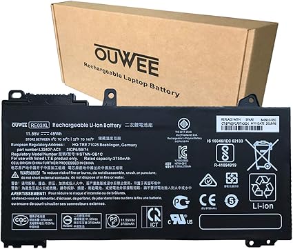 OUWEE RE03XL Laptop Battery Compatible with HP ProBook 430 440 445 450 455R G6 430 440 445 450 G7 Serie HSTNN-OB1C HSTNN-UB7R HSTNN-DB9A L32407-AC1 L32407-2B1 L32407-541 L32656-005 11.55V 45Wh 3750mAh