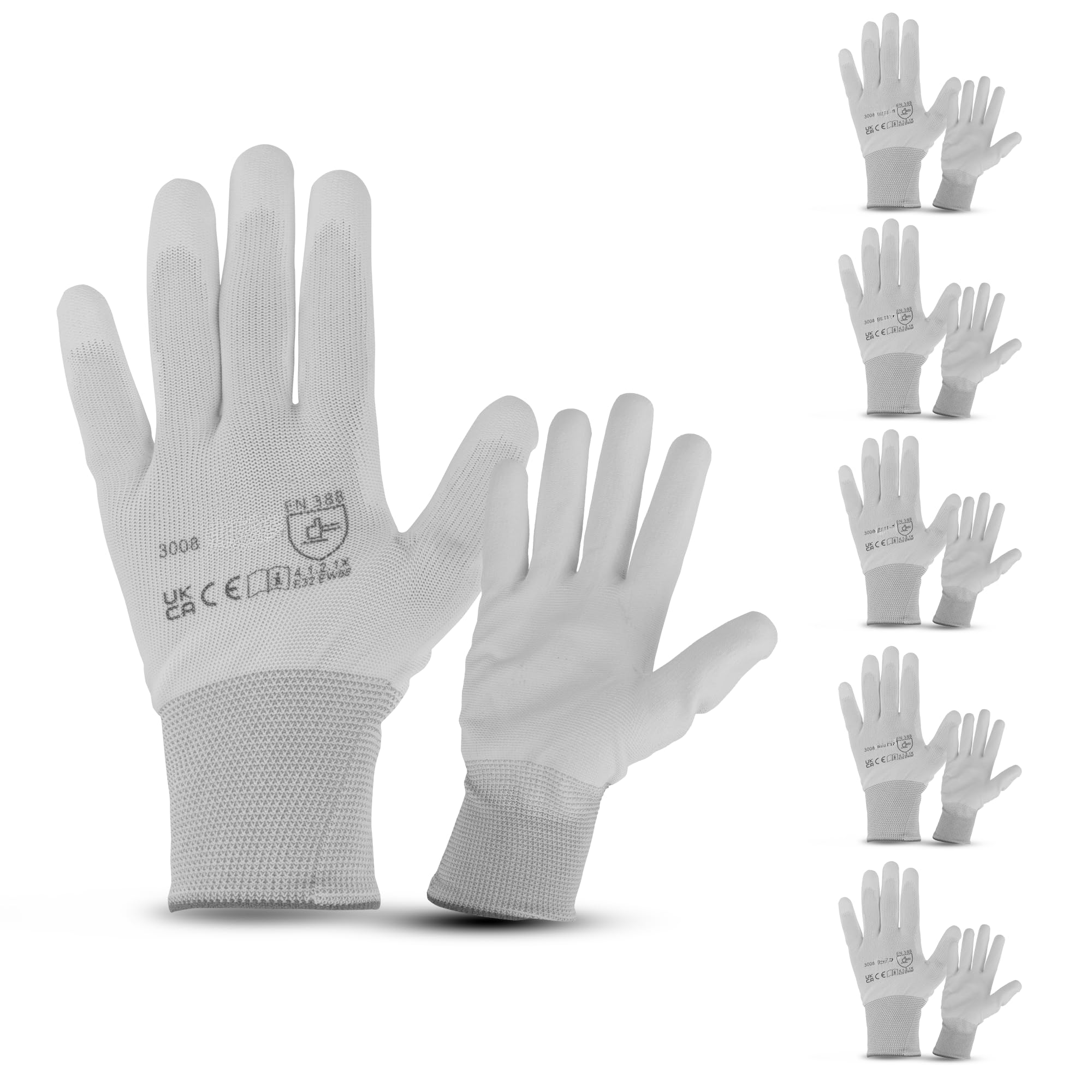 Navoys 6 Pairs Lightweight Painters PU Grip Safety Work Gloves - Size Large, Men Women's, Sensitive Precision Working, Thin, Lightweight, Breathable, Ideal for Painting & Decorating, Electronics