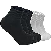 Glory Max 6 Pairs Men Cotton Solid Athletic Ankle Quarter Socks with Cushioning