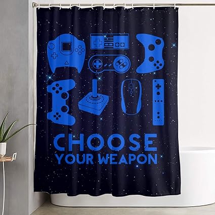Amazon Com Choose Your Weapon Gamer Shower Curtain With Hooks