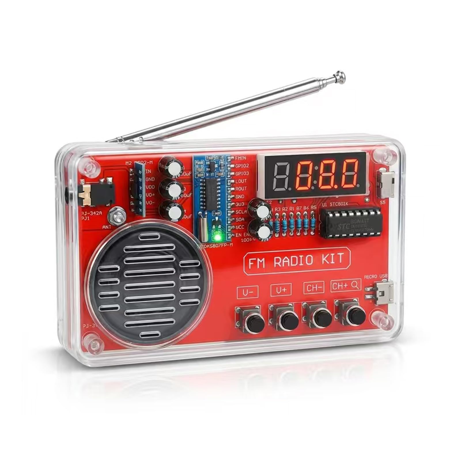 Gikfun Portable FM Radio DIY Kit, Soldering Practice Projects FM 87-108MHz with LED Display Headphone Jack Automatic Station Search Suitable for School Hobby Group Education Creative EK1998
