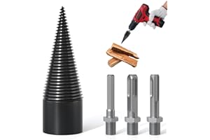 APIOLO Wood Splitter Drill Bit-3 Drilling Handles, Log Splitter Drill with 32MM Cones for Heavy Duty Detachable, Firewood Drill Bit Set Suitable for Family Heating, Camping, Woodworking