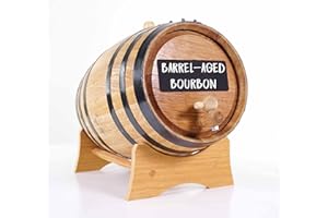THOUSAND OAKS BARREL 1 Gallon Whiskey Barrel Dispenser (5 Liter) with Chalkboard Front - Oak Barrel for Aging Whiskey, Wine, Tequila - Mini Bourbon Barrel Home Bar Decor - Charred Wood Aging Barrels