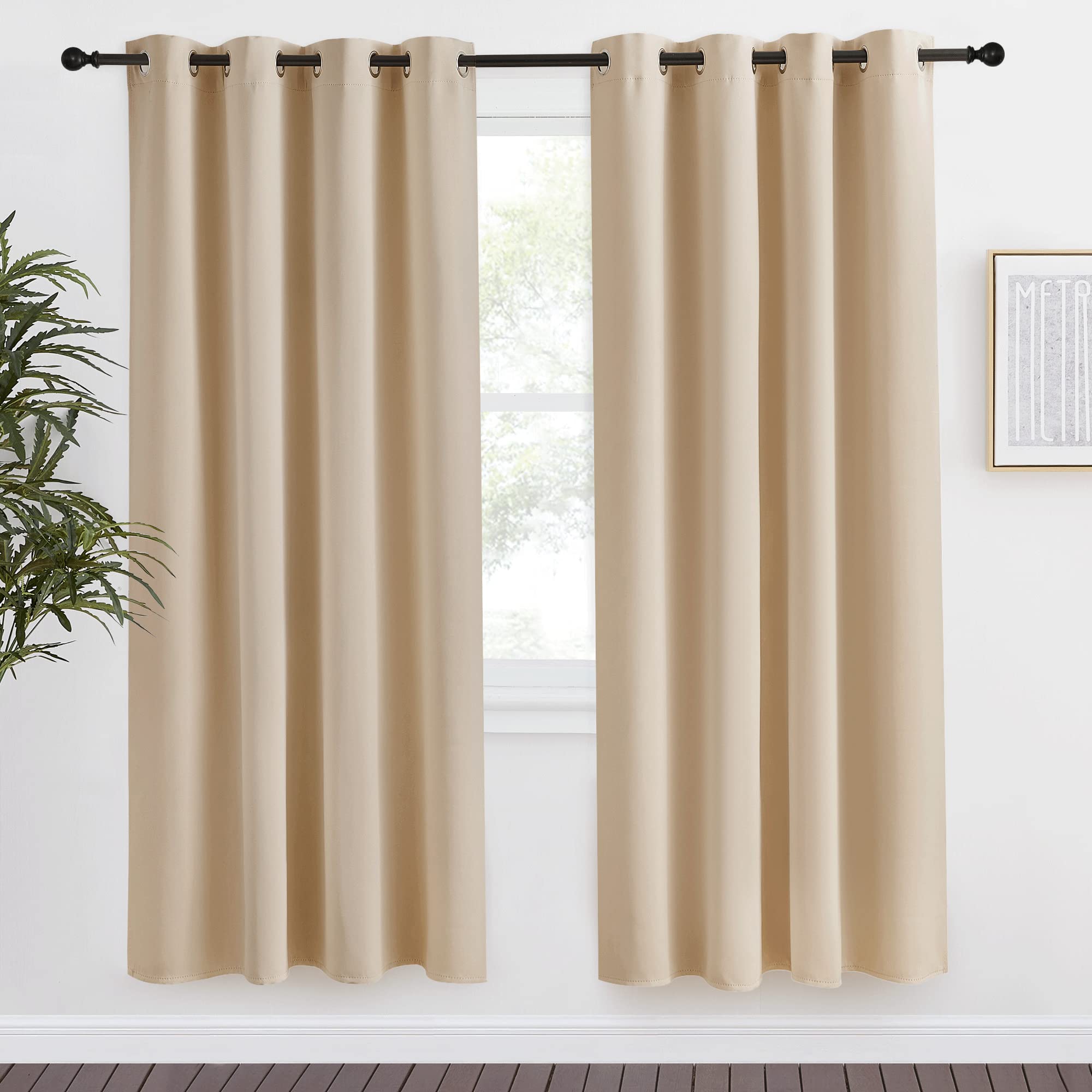 Photo 1 of NICETOWN Room Darkening Biscotti Beige Curtain, 55x78 inches, 1 Piece, Modern Design Light Reducing & Privacy Protection Short Window Drape/Drapery for Kid's Room