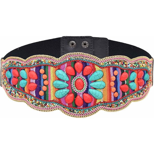 idealway Bohemian Shell Women Belt Wide Stretch Elastic  display picture 2