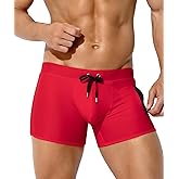Arjen Kroos Men's Swim Briefs Quick Dry Square Leg Swimsuit Beach Trunk Swimwear with Pockets