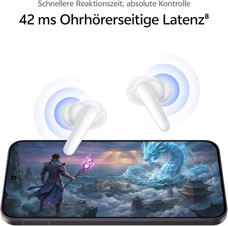 Buds Pro Kabellose Ohrhörer, Adaptive KI-Geräuschunterdrückung mit 55 dB, 55 Stunden Akkulaufzeit, Räumlicher Klang, Duale Verbindung mit BT 6.1, Wasserdicht nach IP54, 4,3 g, Schwarz