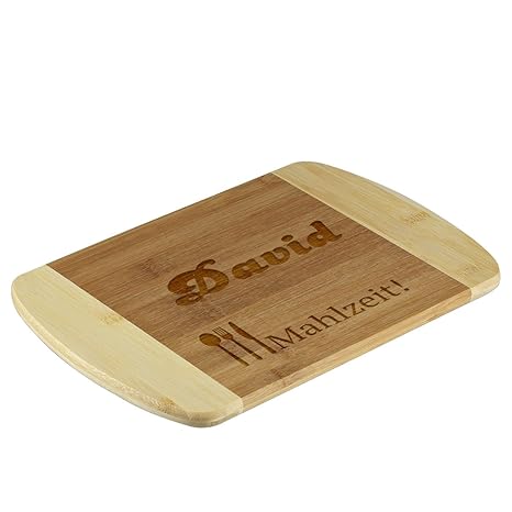 polar-effekt Frühstücksbrettchen aus Bambus mit Gravur - Personalisiert mit Namen - Schneidebrett als Geschenk 26 x 17 cm - M