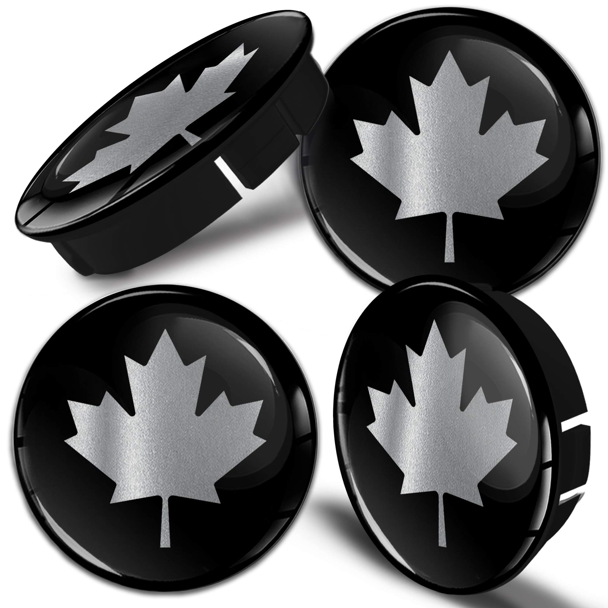 Biomar Labs 4 x 60mm Wheel Centre Caps Universal Plastic Hub Caps Set Durable Alloy Wheel Covers for Car Auto Tuning Exterior Styling with Multiple Designs (Canada Flag C 111)