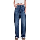 CAKE THE LABEL Women High Rise Loose Straight Jeans Wide Leg Pants (Medium Blue)