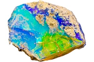 JAGUAR GEMS Ethiopian Opal Rough Gemstones Multi Fire Welo Opal Stones for Tumbling & Jewelry Making Supplies Healing Crystals Gems Rocks Loose Gemstones