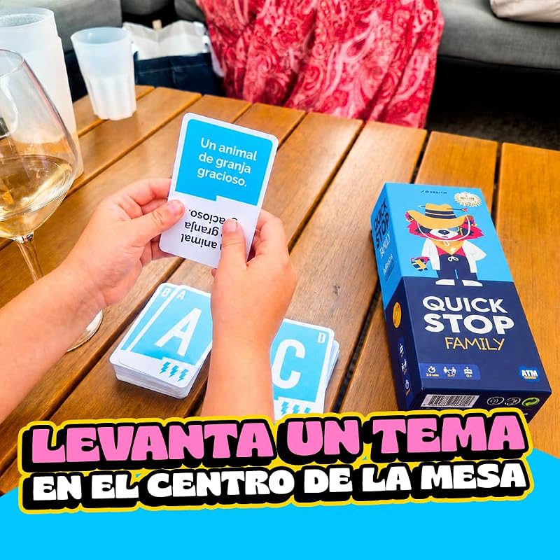 Quickstop Family – El Juego de Mesa Más Divertido para Toda la Familia | a Partir de 6 años, de 2 a 7 Jugadores y Reglas en 1 min - Juego de Viaje