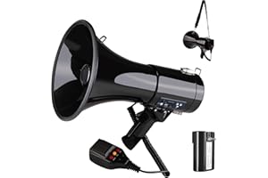 Loudmore 50 Watt Megaphone Bullhorn with Detachable Microphone, 240s Recording and Siren - Perfect for Indoor/Outdoor Sporting Events and Crowd Control