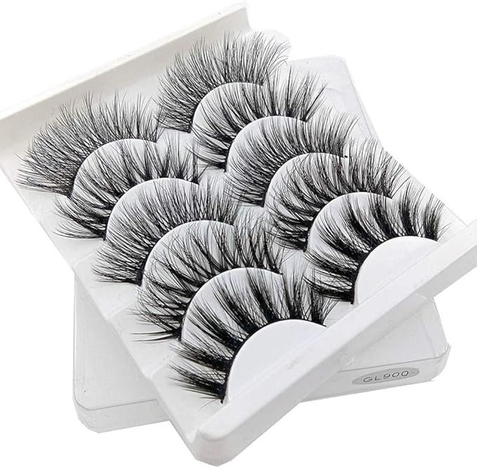 MM&MM 5 Pairs False Eyelashes Handmade Fake Eyelashes Reusable 3D Eyes
