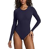 PAVOI ACTIVE Buttery Soft Long Sleeve Body Suits for Women - Double Lined Thong Bodysuits Top Crew Neck - Everyday Essentials
