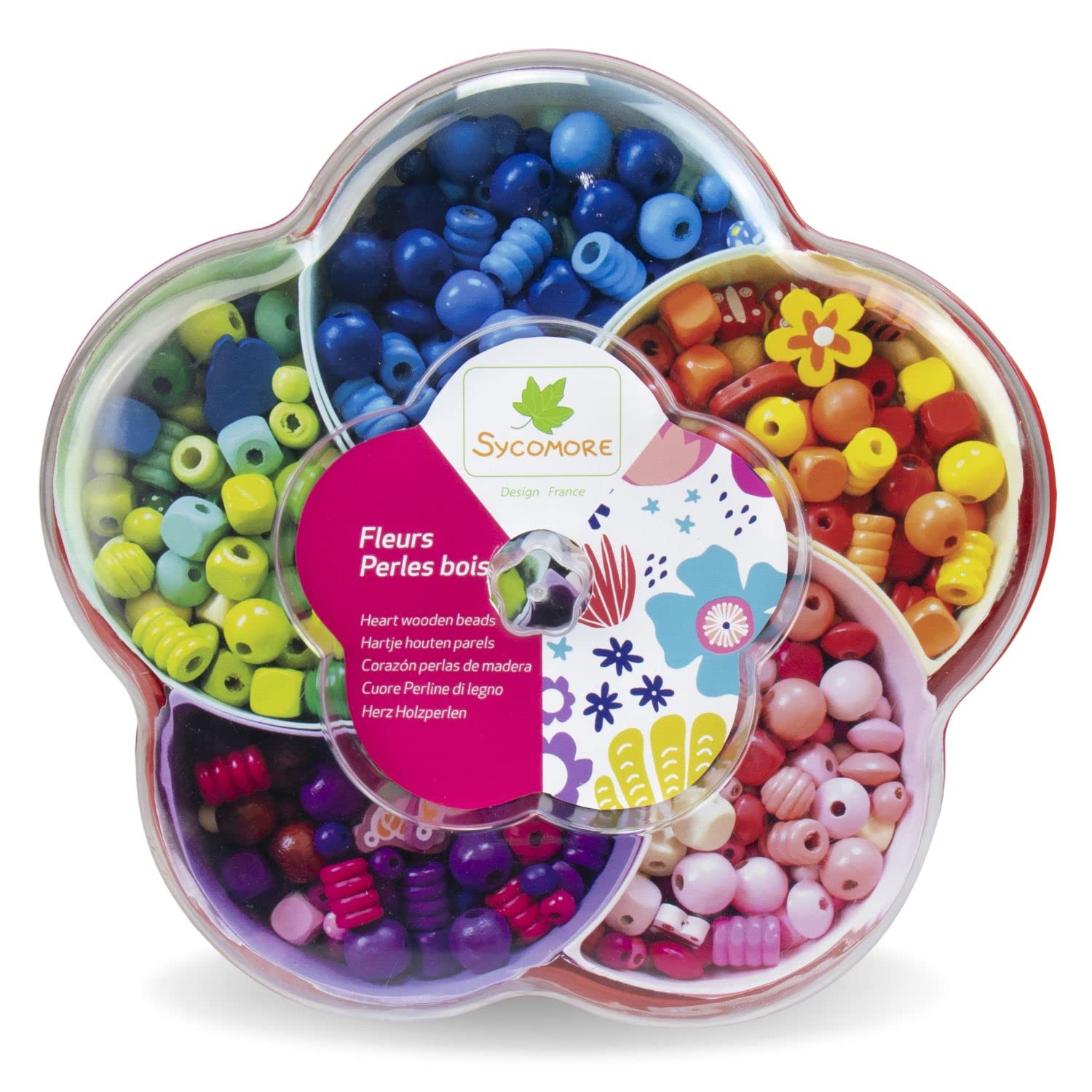 Sycomore CRE3276 Children's Crafts Wooden Flower Box with Lid and 6 Storage Compartments for Ages 3 and Above