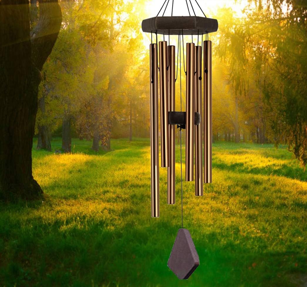 RELIANCER 31'' Memorial Wind Chime Outdoor Large Deep Tone Wind-Chime with 6 Aluminum Tubes Elegant Melodic Sympathy Chimes Windbell Home&Garden Decor Patio Balcony Gift : Garden & Outdoor