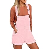 luvamia Women's Casual Adjustable Strap Cuffed Hem Denim Bib Overalls Shorts Romper