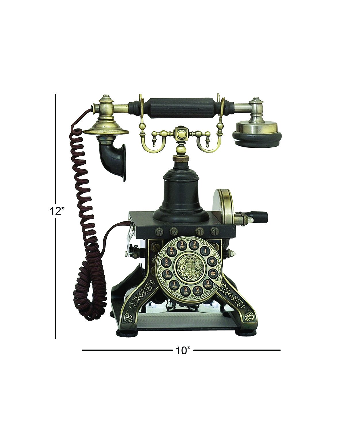 Deco 79 Brass Functioning Vintage Style Telephone with Line Cord, 10