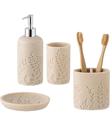Set De Baño Duiaynke: Organiza Tu Encimera Con Estilo (Jabonera, Cepillero Y Vaso)
